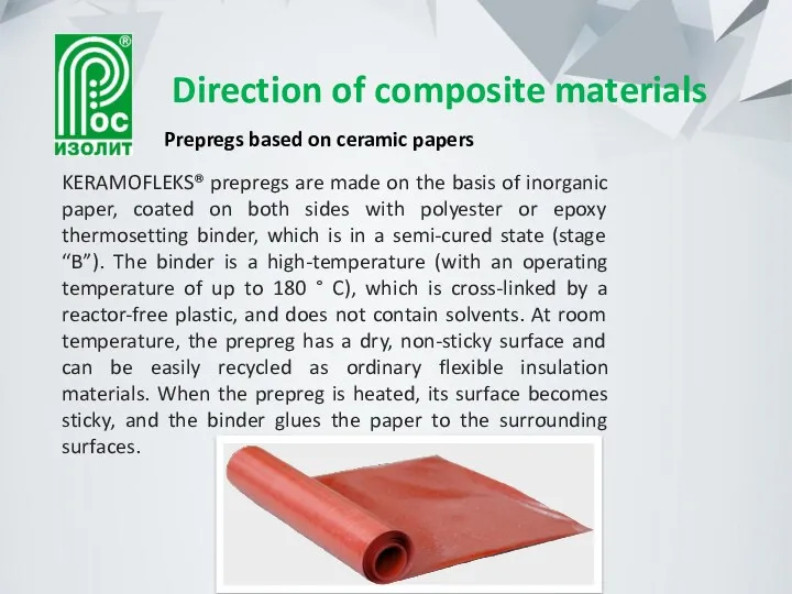 Direction of composite materials Prepregs based on ceramic papers KERAMOFLEKS®