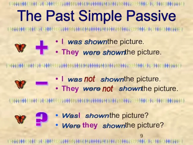 I the picture. They the picture. The Past Simple Passive