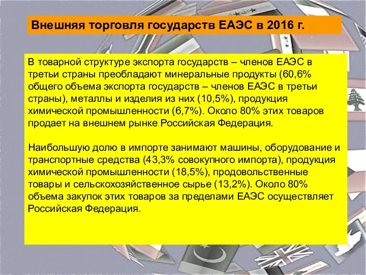 В товарной структуре экспорта государств – членов ЕАЭС в третьи