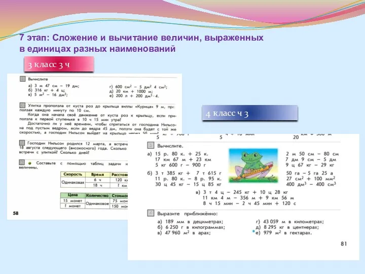 7 этап: Сложение и вычитание величин, выраженных в единицах разных