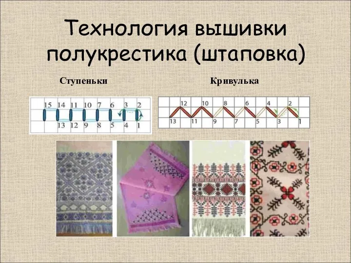 Технология вышивки полукрестика (штаповка) Ступеньки Кривулька