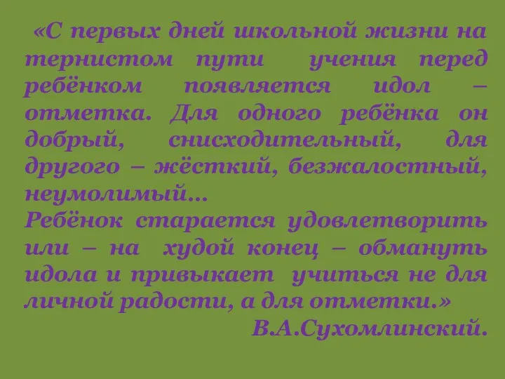 «С первых дней школьной жизни на тернистом пути учения перед