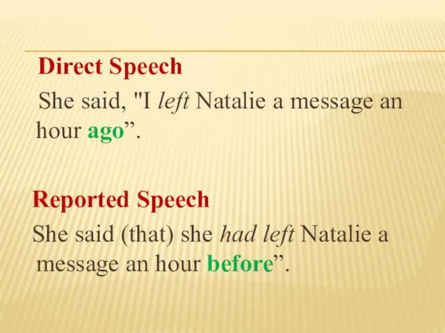 Direct Speech She said, "I left Natalie a message an