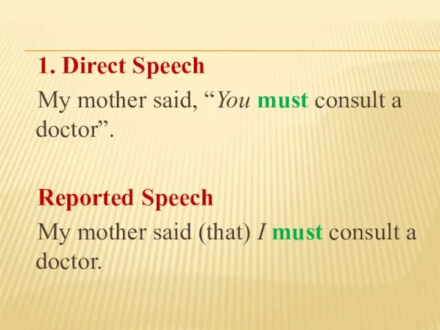1. Direct Speech My mother said, “You must consult a