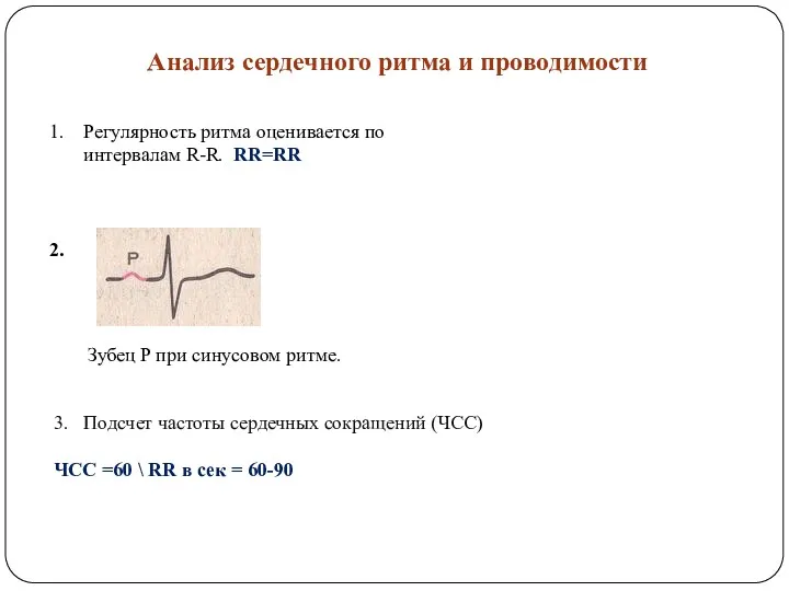 Анализ сердечного ритма и проводимости Зубец P при синусовом ритме.