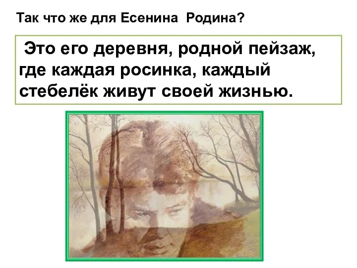 Это его деревня, родной пейзаж, где каждая росинка, каждый стебелёк