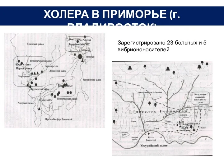 ХОЛЕРА В ПРИМОРЬЕ (г.ВЛАДИВОСТОК) Зарегистрировано 23 больных и 5 вибриононосителей