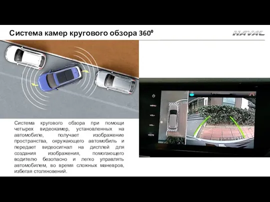 Система кругового обзора при помощи четырех видеокамер, установленных на автомобиле,