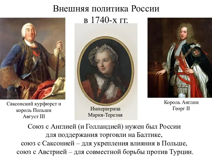 Внешняя политика России в 1740-х гг. Король Англии Георг II