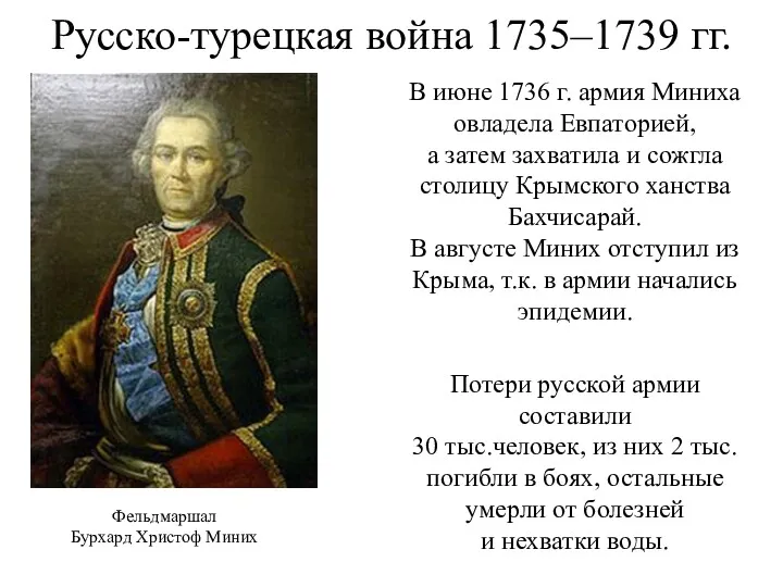 Русско-турецкая война 1735–1739 гг. В июне 1736 г. армия Миниха