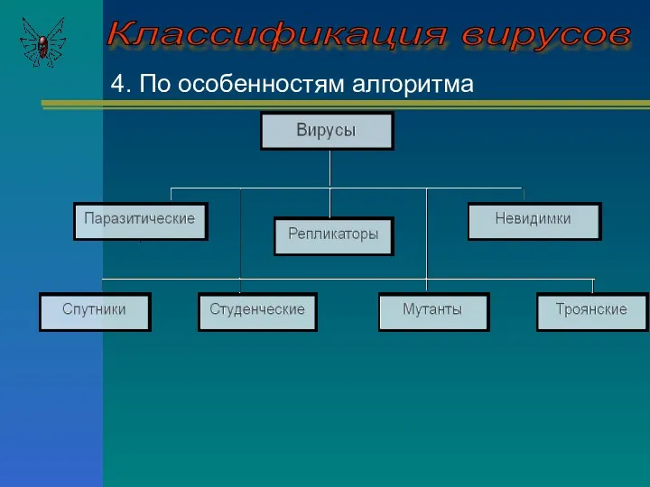 4. По особенностям алгоритма Классификация вирусов