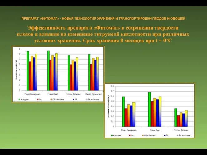 Эффективность препарата «Фитомаг» в сохранении твердости плодов и влияние на