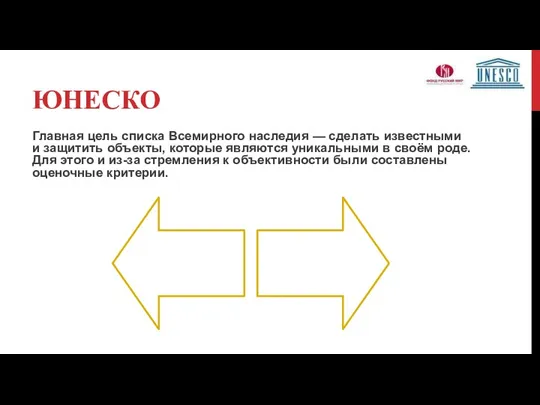 ЮНЕСКО Главная цель списка Всемирного наследия — сделать известными и