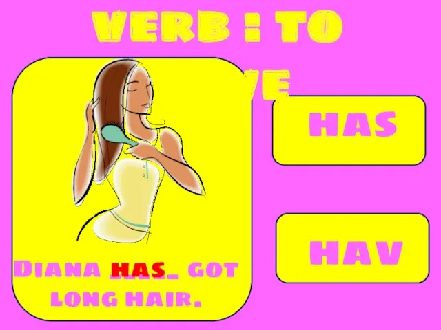 has have Diana _____ got long hair. has verb : to have