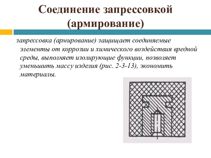 Соединение запрессовкой (армирование) запрессовка (армирование) защищает соединяемые элементы от коррозии