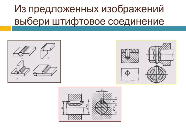 Из предложенных изображений выбери штифтовое соединение