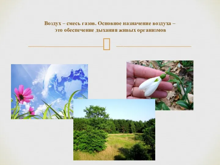 Воздух – смесь газов. Основное назначение воздуха – это обеспечение дыхания живых организмов