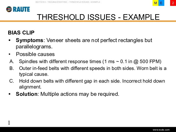Version 1.0 - June 2006 THRESHOLD ISSUES - EXAMPLE SECTION