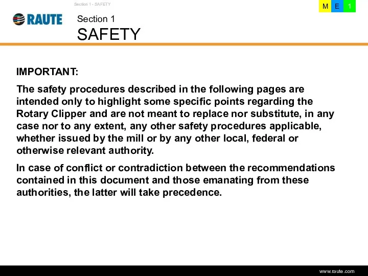 Version 1.0 - June 2006 Section 1 SAFETY Section 1