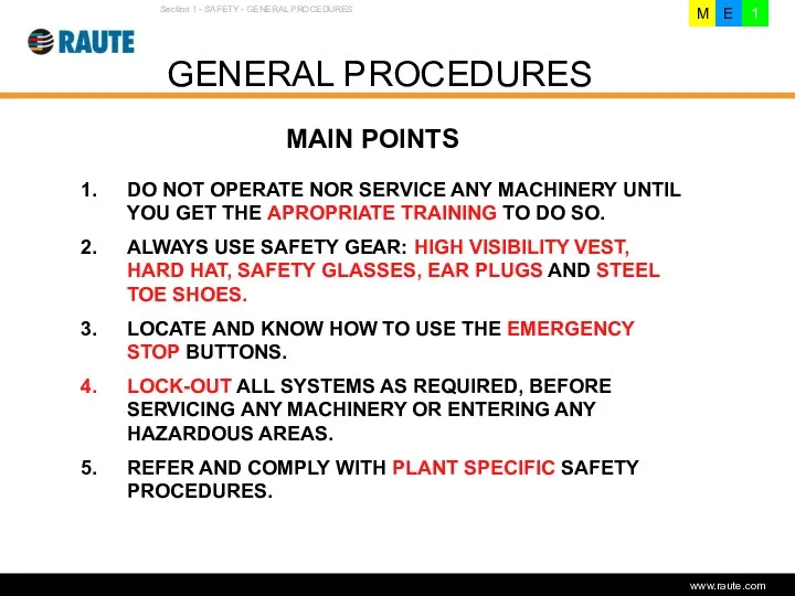 Version 1.0 - June 2006 GENERAL PROCEDURES Section 1 -