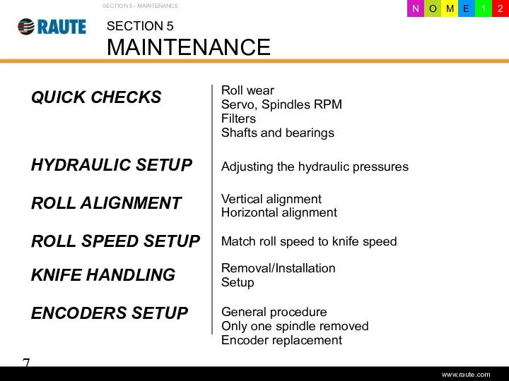 Version 1.0 - June 2006 SECTION 5 MAINTENANCE ROLL ALIGNMENT