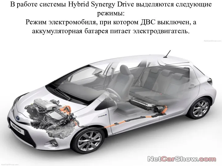 В работе системы Hybrid Synergy Drive выделяются следующие режимы: Режим