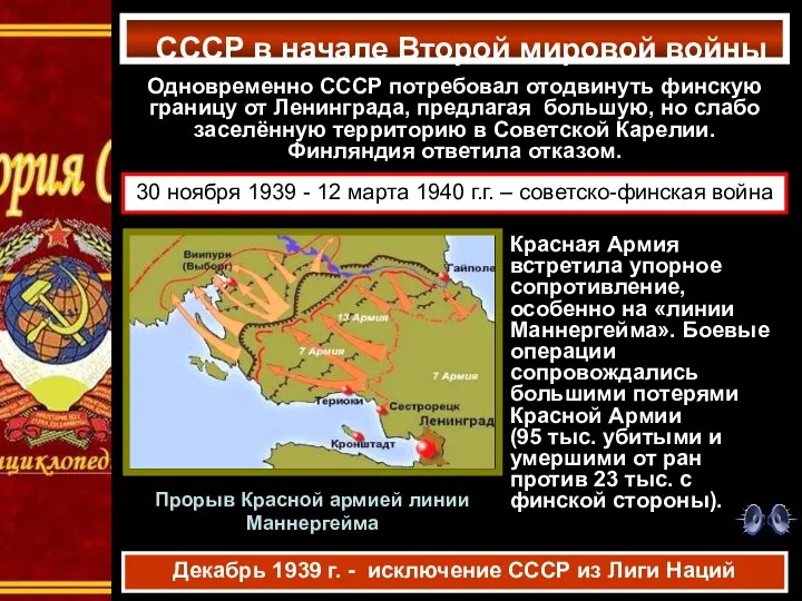 СССР в начале Второй мировой войны Одновременно СССР потребовал отодвинуть