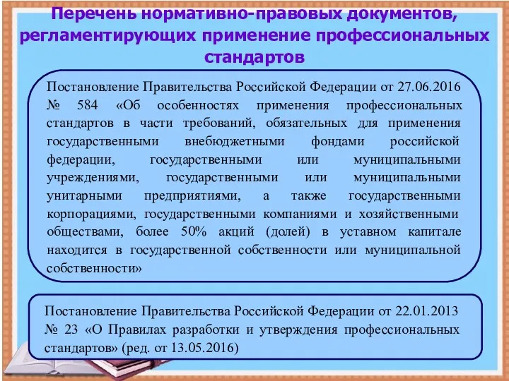 Перечень нормативно-правовых документов, регламентирующих применение профессиональных стандартов Постановление Правительства Российской