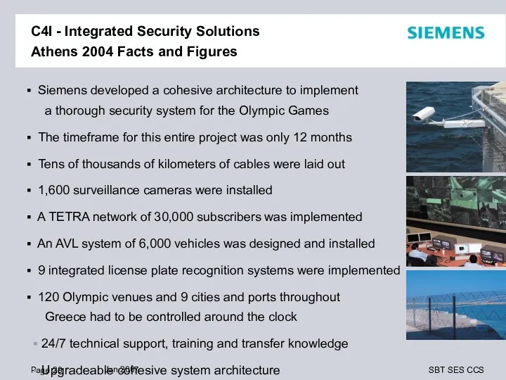 C4I - Integrated Security Solutions Athens 2004 Facts and Figures