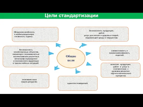 Общие цели Обороноспособность и мобилизационную готовность страны. Безопасность хозяйственных объектов,