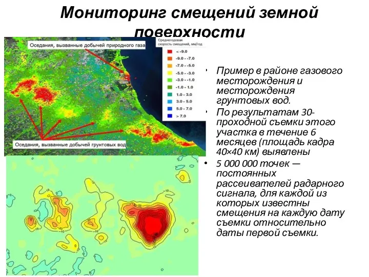 Мониторинг смещений земной поверхности Пример в районе газового месторождения и