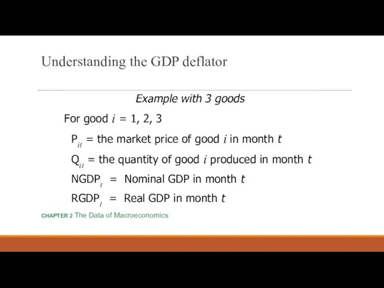 Understanding the GDP deflator Example with 3 goods For good