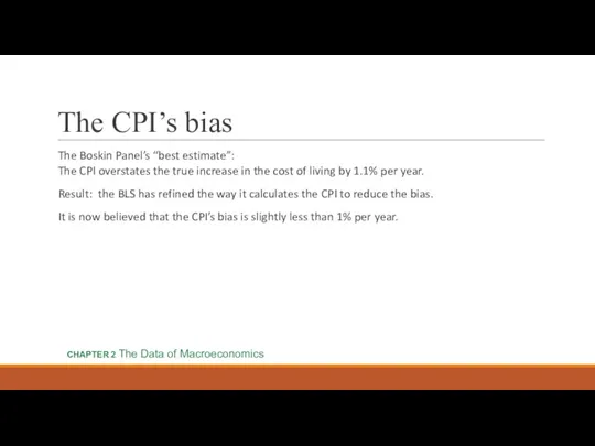 The CPI’s bias The Boskin Panel’s “best estimate”: The CPI