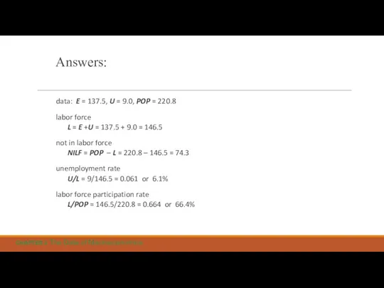 Answers: data: E = 137.5, U = 9.0, POP =