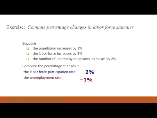 Exercise: Compute percentage changes in labor force statistics Suppose the