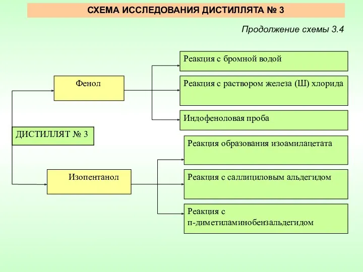 СХЕМА ИССЛЕДОВАНИЯ ДИСТИЛЛЯТА № 3 Продолжение схемы 3.4