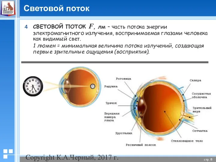 Copyright К.А.Черный, 2017 г. Световой поток СВЕТОВОЙ ПОТОК F, лм