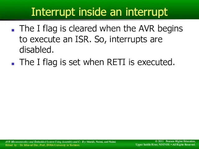 Interrupt inside an interrupt The I flag is cleared when