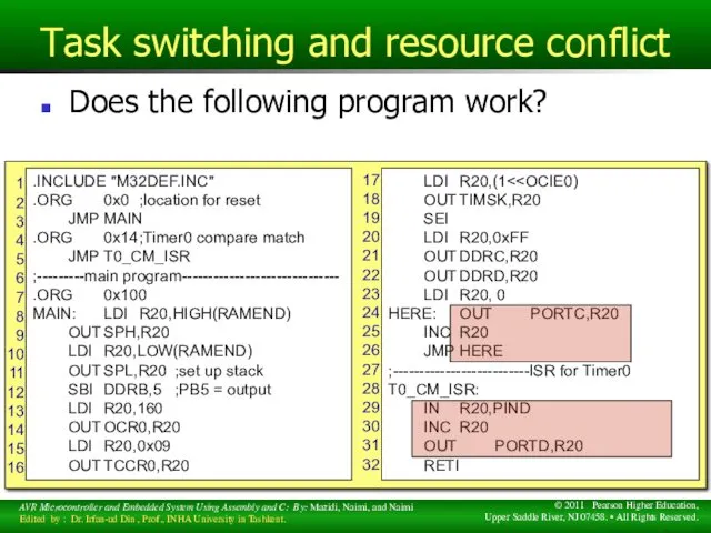 Task switching and resource conflict Does the following program work?