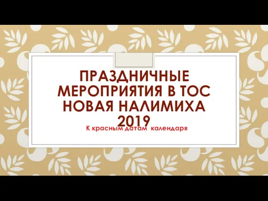 ПРАЗДНИЧНЫЕ МЕРОПРИЯТИЯ В ТОС НОВАЯ НАЛИМИХА 2019 К красным датам календаря