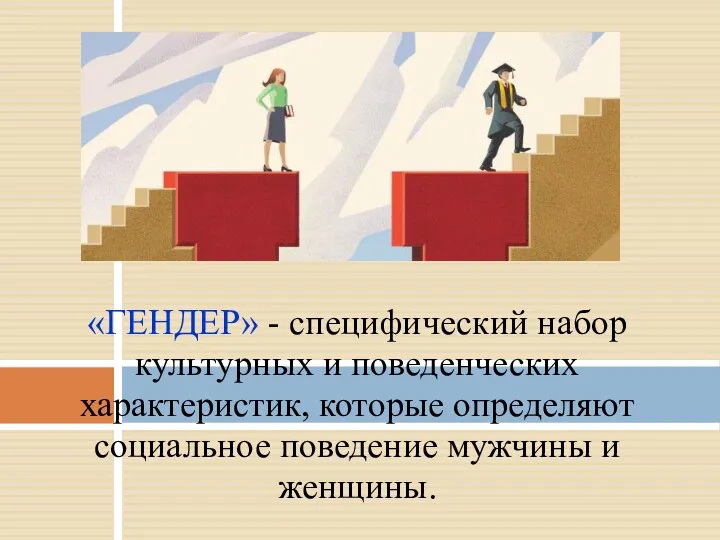 «ГЕНДЕР» - специфический набор культурных и поведенческих характеристик, которые определяют социальное поведение мужчины и женщины.