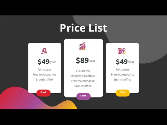 Price List Full access Free maintenance Branch office $49 /year Full access All