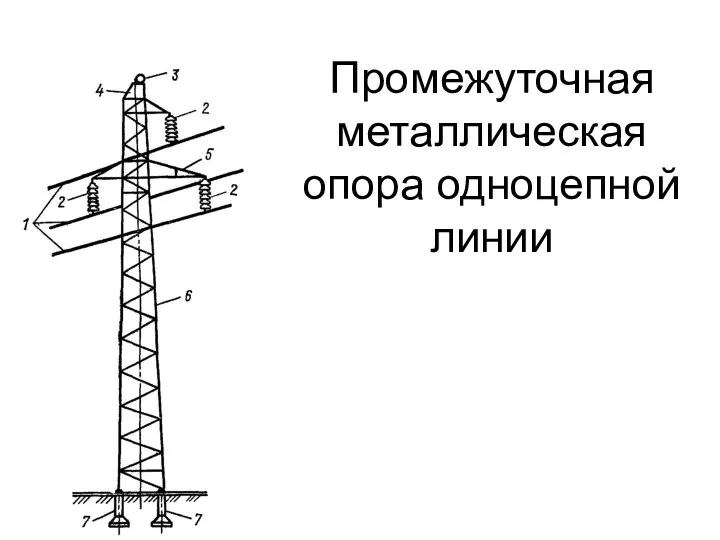 Промежуточная металлическая опора одноцепной линии