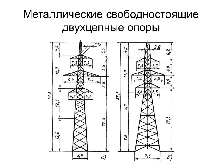 Металлические свободностоящие двухцепные опоры