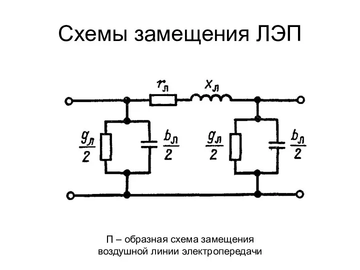 Схемы замещения ЛЭП П – образная схема замещения воздушной линии электропередачи