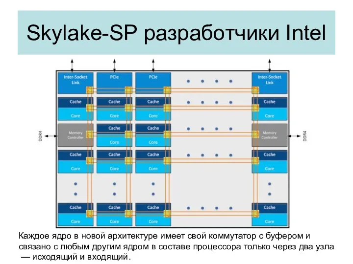 Skylake-SP разработчики Intel Каждое ядро в новой архитектуре имеет свой