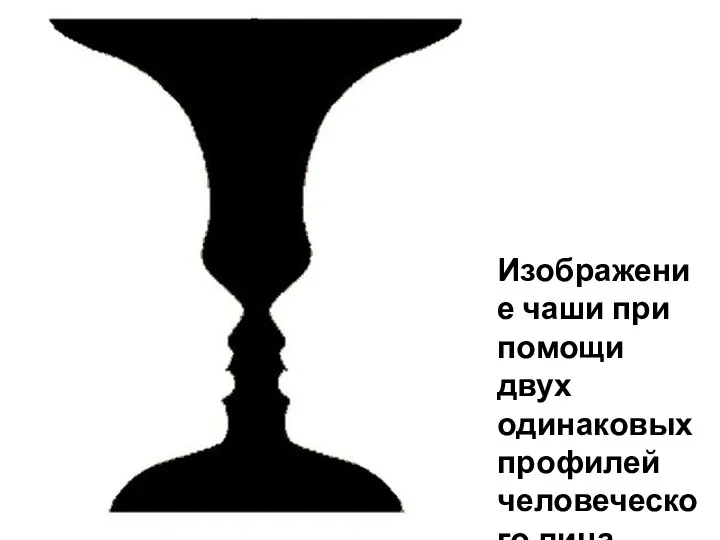 Изображение чаши при помощи двух одинаковых профилей человеческого лица.