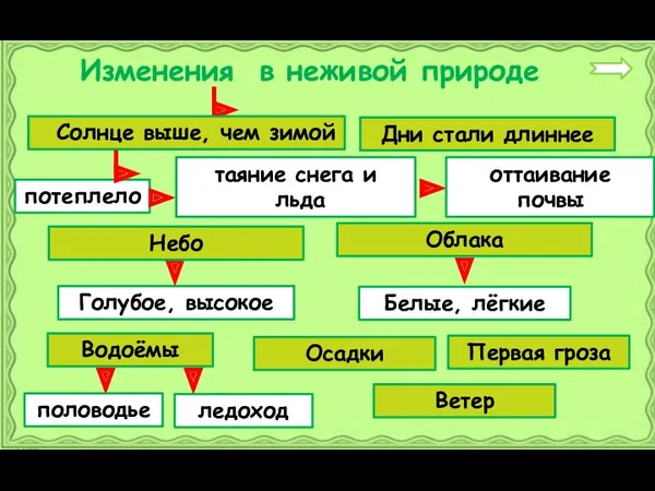 Изменения в неживой природе Солнце выше, чем зимой потеплело Голубое,