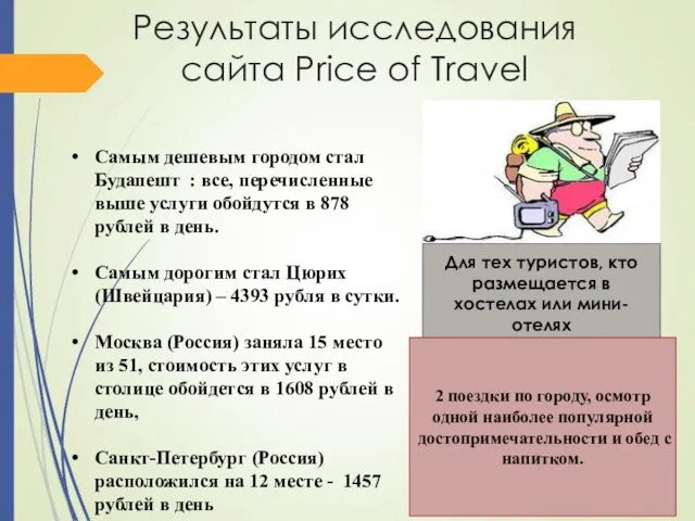 Результаты исследования сайта Price of Travel Самым дешевым городом стал