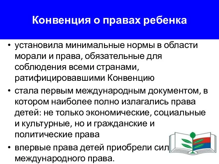 Конвенция о правах ребенка установила минимальные нормы в области морали